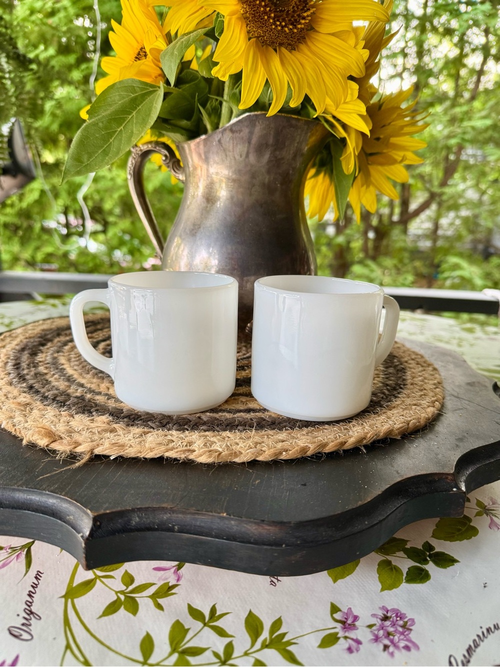 Vintage Federal Glass White Milk Glass Coffee Mugs- set of 2
